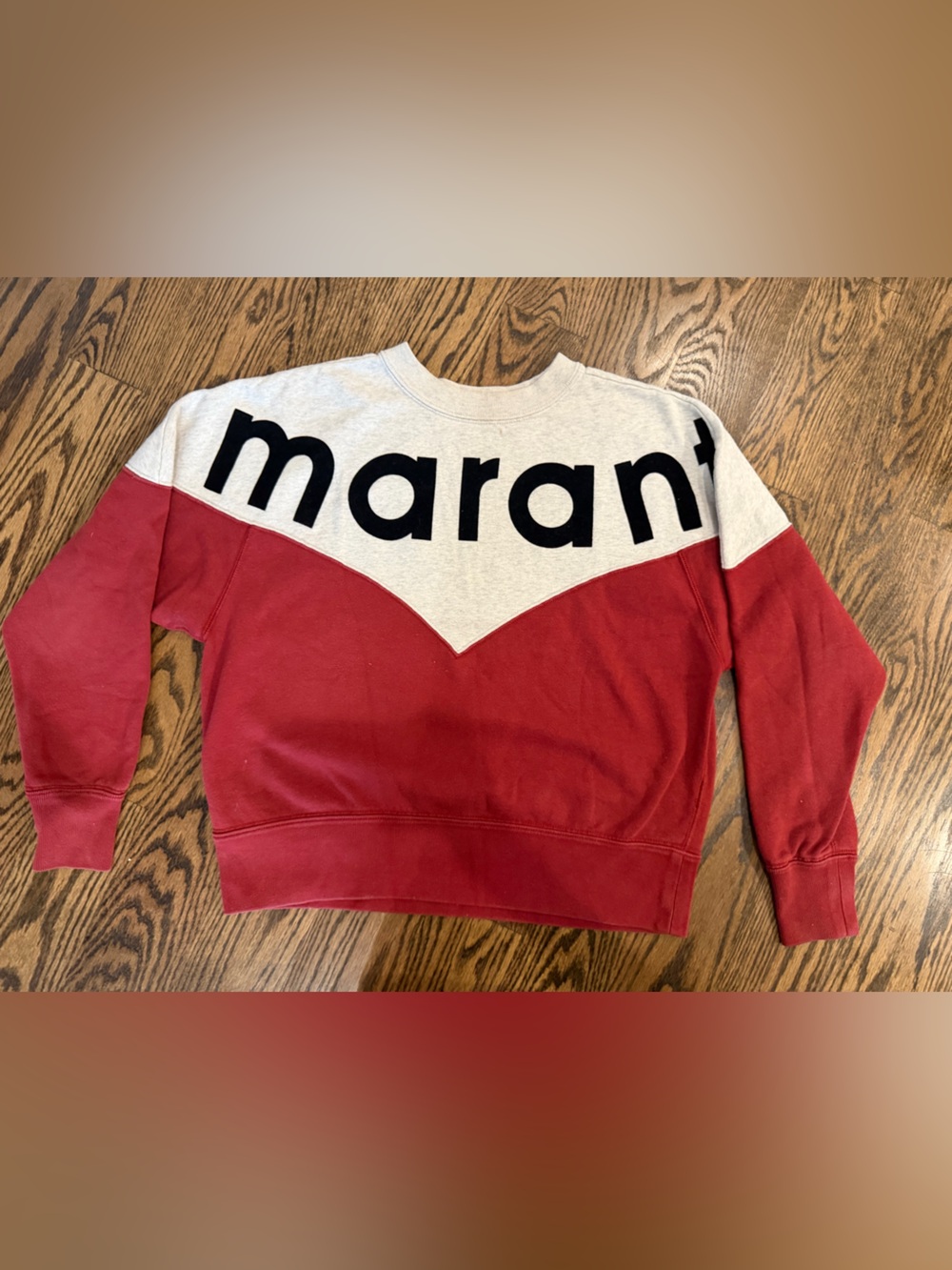 Isabel Marant Red and Cream Colorblock Logo Sweatshirt